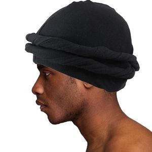 BeanieSkull Caps Halo Turban Durag for Men Satin Silk Lined Elastic Men Turban Head Wrap Head Scarf Do-rag Long Straps 230403