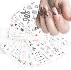 Confezione da 16 pezzi con stampa serpente adesivi per nail art gatto teschio decalcomania tatuaggio sull'acqua cursori neri sulle unghie set di decorazioni per manicure in acrilico CHSTZ105016423896