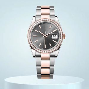 Andra klockor Titta på Women Diamond Watch Relojes Date Grey Disk Surface 36mm 41mm Gemmed With Diamonds Bezel Rose Gold rostfritt stål Luxury Watch 8215 High End Mo