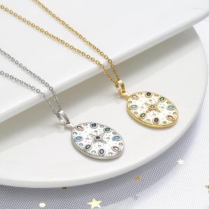 Collane con ciondolo Stelle brillanti Collana con zirconi colorati ovali micro-intarsiati O-catena Gioielli estetici in stile europeo e americano bohémien