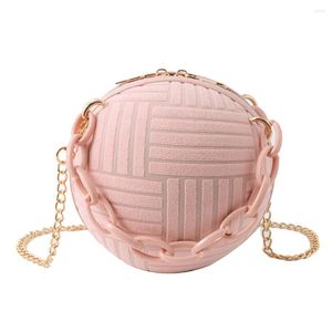 Borse a tracolla Velluto Crossbody Personalità Catena spessa Borsa da donna Rotonda Moda Casual Portatile Elegante Tinta unita Per ragazze adolescenti