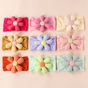 New Big Flower Nylon Headbands Baby Solid Nylon Head Wraps Children Girls Flower Headband Kids Party Hair Accessories