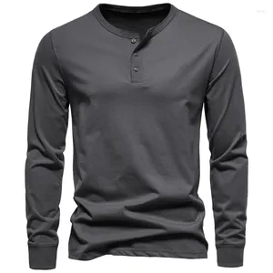 Men's T Shirts 2023 Autumn Casual Long Sleeve T-shirt Pure Color All-Matching Bottoming Shirt