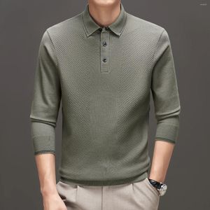 Camisolas masculinas de alta qualidade camisola polos para homens outono manga longa jumper masculino casual turn down colarinho malhas pulôver