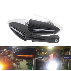 Novo 1 par de motocicletas guardas de motocicletas kit de motocicleta com luzes diurnas LED Gurn Signal Anti-Fall Handleards Windshield