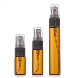 Garrafas de pulverizador marrom 3ml 5ml 10ml de pulverizador de bomba cosmética Tubo de perfume de vidro recarregável