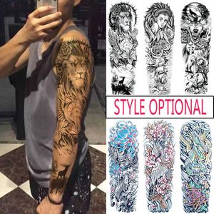 Temporäre Tattoos Full Arm Temporäre Tattoo-Aufkleber Wasserdichte Männer und Frauen Tattoo Totem Lion Tiger Body Painting Tattoo Sleeve Z0403