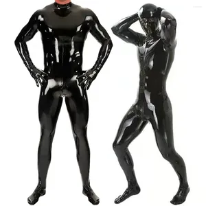 Men's Body Shapers Men Full Tights Bodysuit Shaping Clothes Latex Ammonia For Male Servants Sexy Stage Wrapping Outfit Mirror Shiny Pu