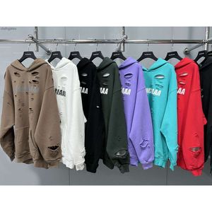 Balencaiiga Hoodies Hoodie Sweater B Ailesi Yüksek Baskı Paris Yeni Art Hole Fırça Peluş Peluş Aristokrat Erkek Kadınlar Gevşek