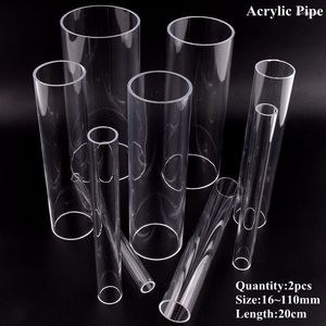 Watering Equipments 2Pcs 16-110mm Transparent Acrylic Pipe Aquarium Tank Plexiglass Water Supply Tube Garden Irrigation Fittings 20cm