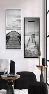 Black And White Landscape Painting Wooden Pier Bridge Wall Art Print Canvas Painting Nordic Poster Wall Pictures For Living Room5866912