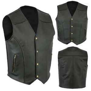 Men's Vests Coat Vest Men Outdoors Motorcycle Motorbike Leather Design Waistcoat Biker Fashion