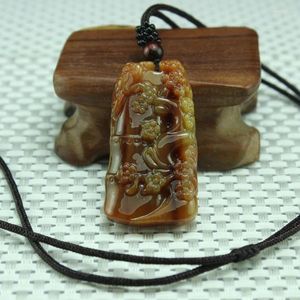 Pendant Necklaces Genunie Yellow Jade Hand Carved Plum Blossom Jadeite With Beads Necklace Fine Jewelry