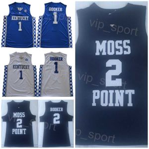 High School College 2 Devin Booker Basketball Jerseys 1 Moss Point Kentucky Wildcats University oddychający dla fanów sportowych haft i szycie męskie NCAA