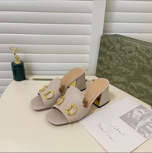 fashion designer women's sandals slippers leather thick heeled shoes luxury atmosphere high quality size eur35-42