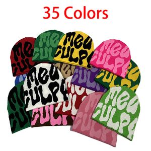 Beanieskull Caps 35 Colors Mea Culpas Beanie y2k 니트 비니 남성용 남성 커플 모자 in Bonnet Kpopwool Hoods Lady Hats 액세서리 230403