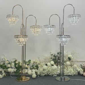 Romantic Plating Crystal Chandelier Table Lamps For Modern T Roadlight Stage Props Birthday Party Wedding Decoration