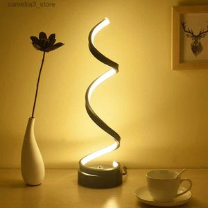 Lampy biurkowe LED Spiral Lampa stołowa Nowoczesne zakrzywione biurko Lampa nocna Dmmowne ciepłe białe światło nocne do salonu i sypialni Q231104