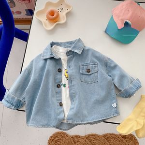 Kids Shirts Korean Style Children's Shirt 1-7 Autumn Boys Fashion Denim Shirt Baby Short Casual Top 230403