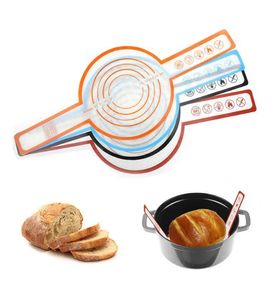 Tapete de cozimento antiaderente de silicone de 0,4 mm para pão de forno holandês com alça longa Folhas de cozimento de silicone reutilizáveis Almofada de pão de cozimento resistente ao calor para massa de massa