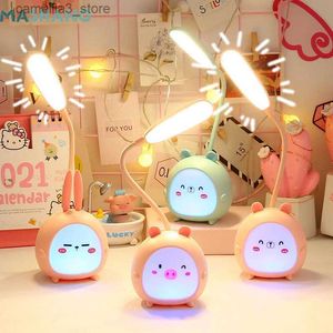 Desk Lamps Kawaii Cute Rechargeable Desk Lamp Eye Protection Bedside Table Lamps for Bedroom Living Room Kids Study Led Reading Night Light Q231104