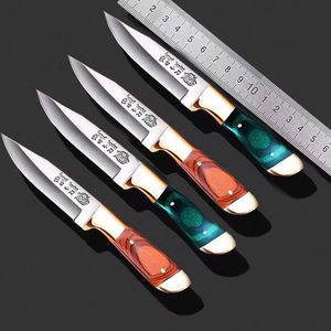 Liten Fixed Blade Knife Multifunktion Portable Pocket Camping Hunting Knife Cutter Outdoor Blades Knives EDC Tool Brass Wood Handle