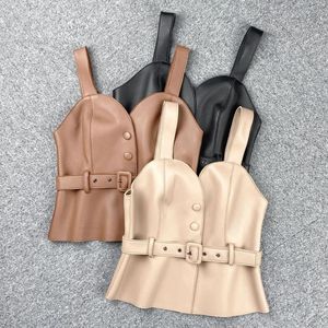 Women's Leather 2023 Vest Autumn And Winter Sheep Suspender Sleeveless Slim Fitting Versatile Top Genuine Jac