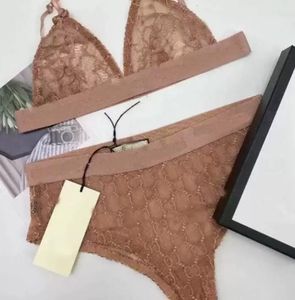 Kadın Mayo Lüks G Mektup Örgü İç Giyim Evi Tekstil Seksi Bikini Kadınlar Nefes Alabilir İç Müdahale Zarif Ev İç Çürek Tasarımcı Dantel Sutu Set Set Doğum Günü Hediyesi