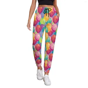 Женские брюки для вечеринок с воздушным шаром и красочным принтом, повседневные джоггеры большого размера, осенние женские дизайнерские эстетические брюки