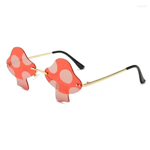 Sunglasses MOONBIFFY Rimless Mushroom Shaped Women Eyeglasses For Party Decoration Eyewear Glasses Irregular Cute Funny Sun