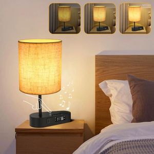 Table Lamps LED Lamp Touch Switch Dimmable Beside Bluetooth Night Light Modern Multifunctional Reading With Charging Ports