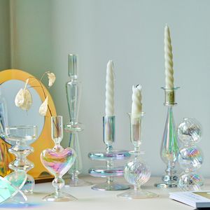 Ljushållare Glass Home Decor Nordic Rainbow Vase Flower Table Living Room Decoration Stick For Wedding 230403