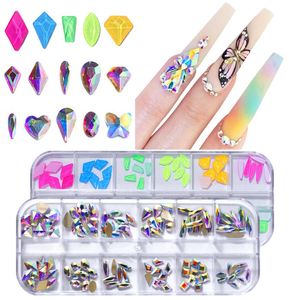 Nieregularne płaskie paznokcie diamenty Ab Crystal paznokcie sztuka nożyce szklane klejnoty biżuteria manicure narzędzia Zestawy DIY Akcesoria 19993472