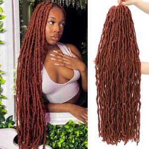 Red Soft Faux Locs Crochet Hair Long 18 24 36 Inch Soft Locs Hair Bulks Packs Ombre Wavy New Faux Locs Braids Hair