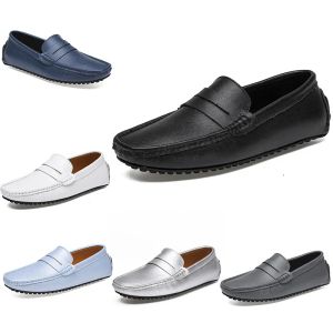 2021 Leder Doudou Herren Casual Fahrschuhe weiche Sohle Mode Schwarz Marine Weiß Blau Silber Gelb Grau Schuhe All-Match Lazy Cross-Border 38-46 Sechzig