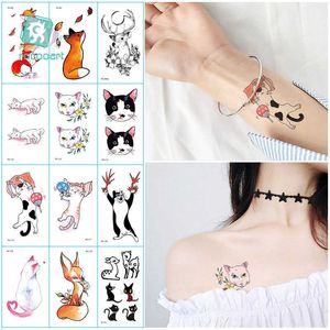 Tatuagens temporárias panda coelho pequeno animal impermeável tatuagem temporária adesiva fofa gato gato flamingo tatuagens corporais arte falsa braço tatoo mulheres z0403