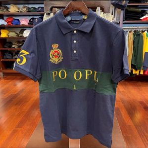 Camisa polo masculina 2023S novo verão manga curta top lapela high-end t-shirt bordado europeu e americano contas de algodão S-6XL