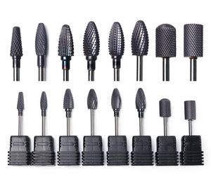 8 tipi di punte per trapano per unghie in carburo di tungsteno nero frese elettriche macchine per manicure hardware pedicure strumenti per lucidatura TRHG01084028070