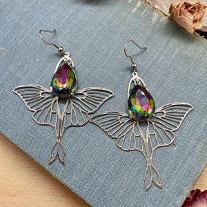 Dangle Earrings Silver Motated Moth Charm Women Fashion Bohemian Jewelry Accessoriesギフトホロースパークルバタフライペンダントイヤーフック