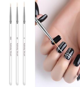 3PCSSet Nail Art Brush Kolinsky Crystal Acrylic Thin Liner Ritning Pen Målning Stripes Flower 2 Sidan Nail Art Manicure Tools2987648