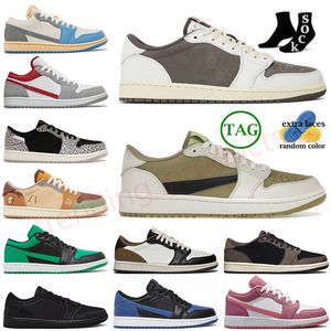 Gratis shopping Jumpman 1 1S Low Basketball Shoes Travis Cactus Jack Scots Black Phantom Reverse Mocha Golf Olive Zion Williamson Voodoo Women Men Sneakers Storlek 13