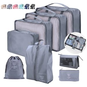 Bag arrangör 876 stycken Set Travel Organizer Storage Bags Suitcase Packing Set Storage Cases Portable Bagage Organizer Close Shoe Pouch 231102