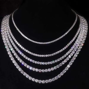 Hip hop necklace 2mm 3mm 4mm 5mm 6.5mm iced out diamond 925 silver vvs moissanite tennis chain