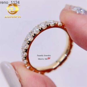 Stock podstawowy styl zaręczynowy solidny prawdziwy 10K żółty 3 mm moissanite Diamond Gold Eternity Pierścień