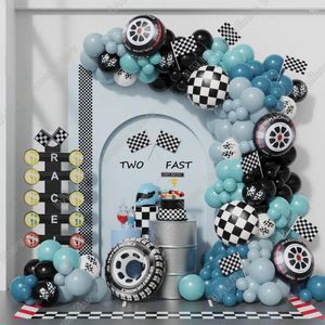 Party Decoration 148st Race Car Theme Balloon Garland Arch Kit Sea Blue Black Latex Balloons Boy's Two Fast Birthday Baby Shower Decor