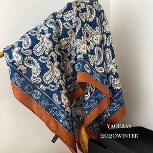 Lenços senhoras pequeno lenço de seda quadrado mulheres homem vintage caju flores impressão pescoço lenços moda bandana lenço designer cachecol 231102