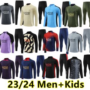 2023 2024 MBAPPE PS GSトラックスーツジャージーサッカーVERRATTI ICARDIハーフプルハキミトラックスーツジャケットWijnaldum Paris Chandal Training Sports Wear Long Men Kids