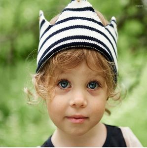 Шляпы рождены малышкой 100 дней вязание шерстяной шерстяной шляпы для повязки на голову дети День рождения памятный поографический реквизит полосатый