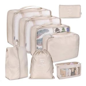 Saco organizador 8pcsset grande capacidade sacos de armazenamento de bagagem para embalagem cubo roupas roupa interior cosméticos organizador de viagem saco de higiene pessoal 231102