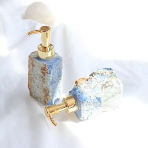 Bathroom Accessory Lapis Lazuli Dispenser Pump Body Lotion Dispenser Bottle Gemstone Healing Crystal Rose Quartz Raw Stone Home Decor's Beauty Products